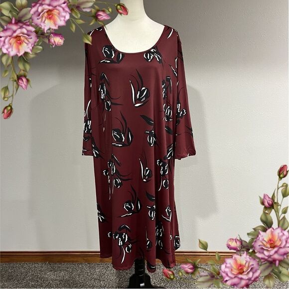 Ellos Long sleeve floral plus size stretchy dress size 2XL - Picture 1 of 14